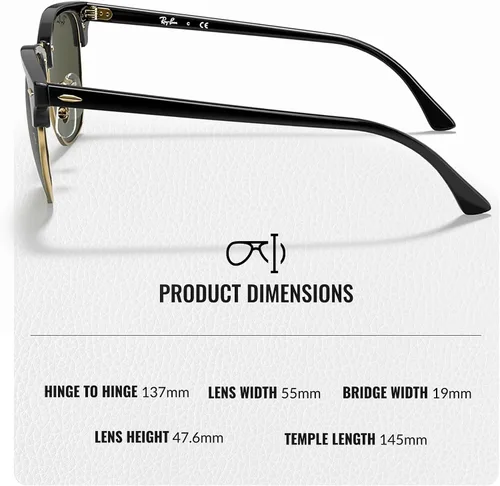 Vista 5 de Ray-Ban RB3016F CLUBMASTER Square Shaped Sunglasses for Men & Women with Official RAYBAN Eyewear Kit
