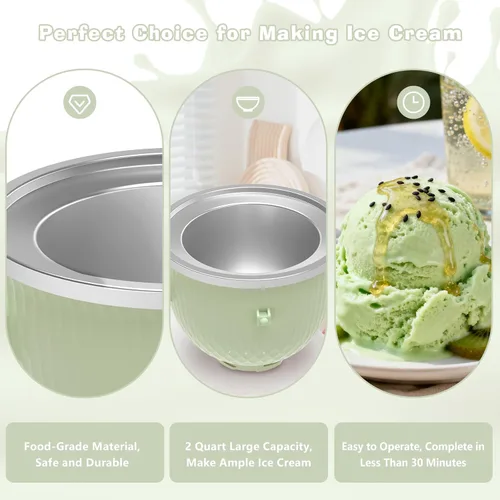 Vista 3 de Accesorio para máquina de helado para batidora de pie KitchenAid, tazón para helado para KitchenAid de 4.5QT/ 5QT/ 6QT, máquina de sorbete y gelato