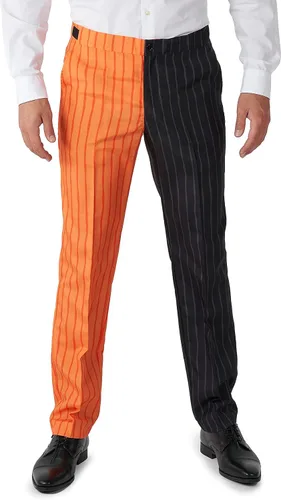 Vista 6 de SUITMEISTER Men's Halloween Pumpkin Suit Costume Jack O Pinstripe Cosplay Party Adult Blazer, Pants & Tie in Black and Orange