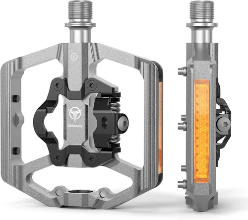 Vista 10 de Pedales de bicicleta de montaña con reflector, pedales de plataforma de doble función y sin clip, pedal de bicicleta de 9/16 pulgadas compatible