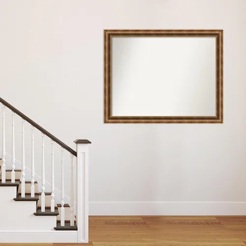Vista 89 de Amanti Art Espejo de pared personalizado no biselado (25 x 25 pulgadas), marco de bronce acentuado, varios tamaños personalizados, espejo de baño