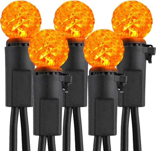 Vista 9 de Brizled - Luces de Halloween moradas y naranjas, 7.5 mt, 70 luces LED G12, de 120 V, enchufables, luces moradas y naranjas, juego de luces