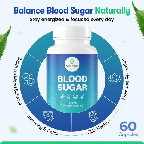 Vista 2 de Zyzven Naturals Suplemento de apoyo de azúcar en la sangre, fórmula de apoyo a la glucosa a base de hierbas con moringa, canela, fenogreco, jengibre