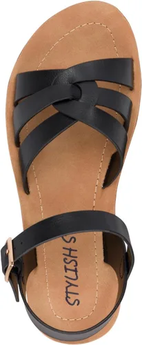 Vista 6 de STYLISH S KALI-K ~ Sandalias cómodas de suela acolchada con tiras y puntera abierta para niñas pequeñas