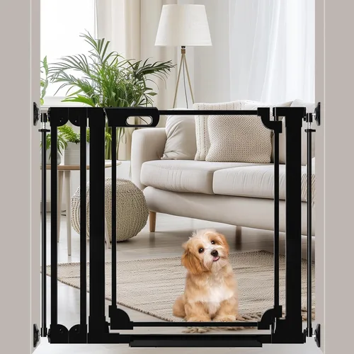 Vista 10 de WAOWAO Puerta de bebé de acrílico transparente de 40 pulgadas extra alta para escaleras, diseño moderno, puerta de acrílico con cierre automático