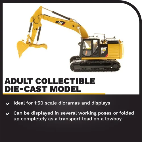Vista 3 de Diecast Masters Excavadora hidráulica Caterpillar 323F L, Core Classics Series Camiones para gatos y equipo de construcción, coleccionable a escala