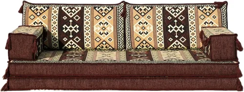 Vista 10 de arabicsofa Sofá de dos plazas marrón - Sofá oriental bajo con funda lavable - Juego modular árabe Majlis