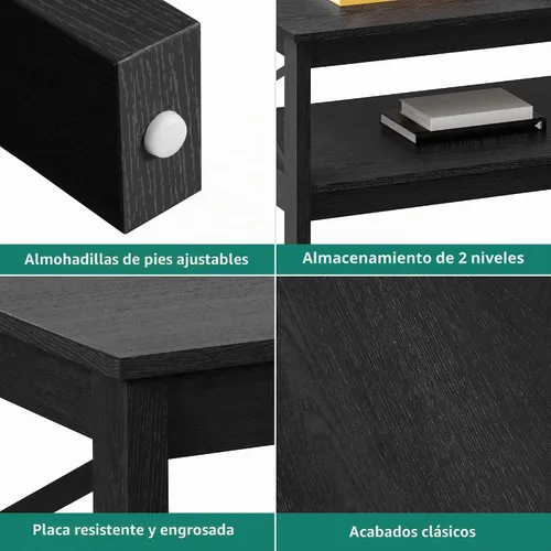 Vista 6 de YITAHOME Mesa de centro para sala de estar, mesa de café moderna de estilo granja con almacenamiento, mesa de centro de 2 niveles, mesa de acento