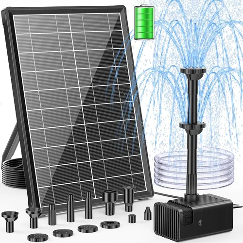 Vista 12 de POPOSOAP - Bomba de Fuente Solar para Baño de Pájaros, Bomba de Fuente de Agua Solar de 6W para Exterior con Tubo de 4 Pies y 5 Boquillas, Bomba