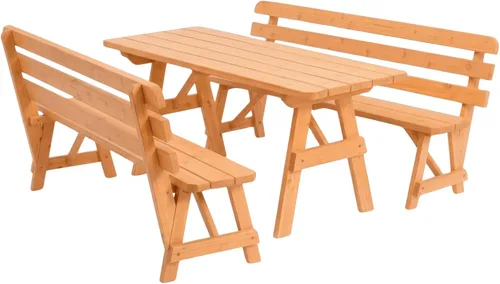 Vista 4 de Mesa de cedro rojo de 4 pies con 2 bancos con respaldo de cedro rojo, tinte de cedro mancha de cedro
