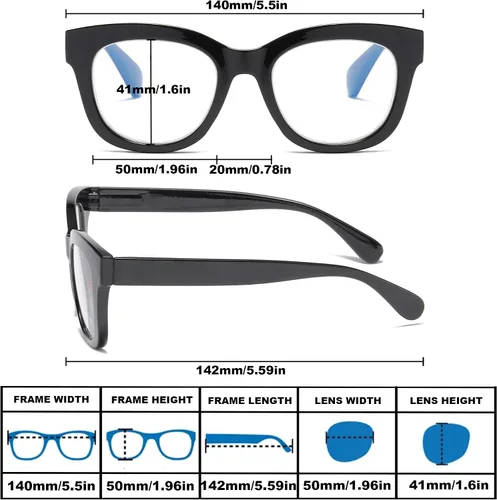 Vista 2 de Paquete de 3 lentes de lectura progresivos multienfoque para mujer, bloqueo de luz azul, lectores de computadora con bisagra de resorte