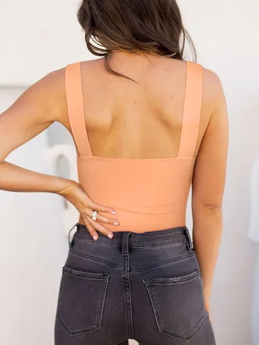 Vista 73 de Reoria - Camiseta sin mangas sexy tipo body con escote cuadrado para mujer, ropa para discoteca