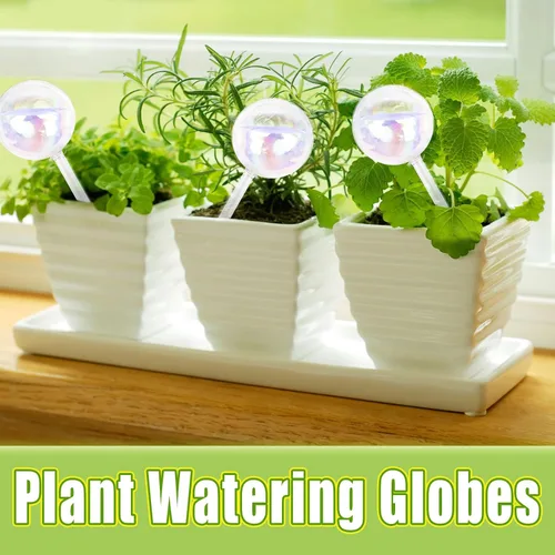 Vista 4 de Pynqdfu 2 globos de riego de plantas, dispositivos de riego de vidrio degradado de arco iris, accesorios de plantas de riego automático