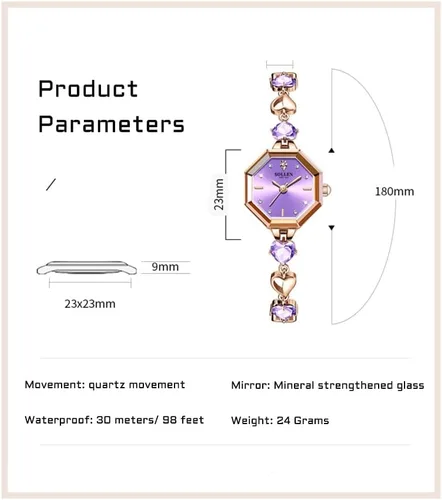 Vista 6 de SOLLEN Reloj de cuarzo para mujer, relojes analógicos de cuarzo de moda impermeables para mujer