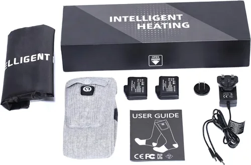 Vista 7 de Calcetines térmicos para hombres y mujeres, calcetines eléctricos con batería recargable de 7.4 V 2200 mAh, calentadores de pies para deportes