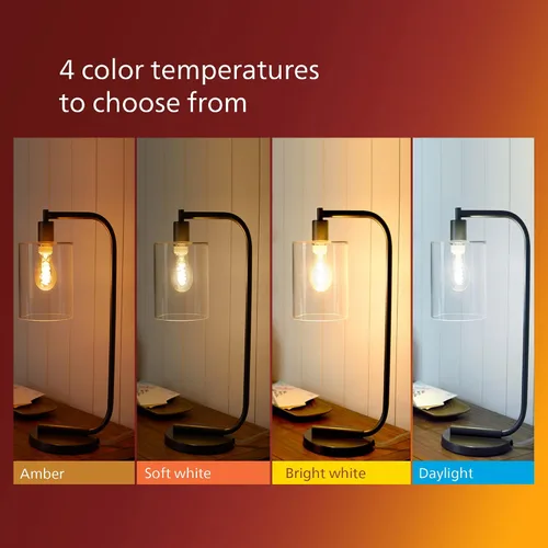 Vista 6 de PHILIPS LED 60 W A19 Vintage Edison Espiral Amber, 1 paquete 400 lúmenes, regulable, luz sin parpadeo, EyeComfort, hasta 15000 horas de vida útil
