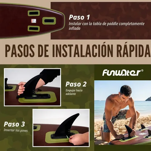 Vista 7 de FunWater Inflatable Stand Up Paddle Board with Beginners SUP Accessories verde militar (army green camouflage)