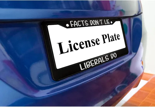 Vista 6 de oFloral Marco de matrícula Facts Don't Lie Liberals Do de aleación de aluminio, patriótico estadounidense, aplicable a los estándares de Estados