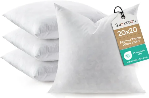 Vista 16 de Juego de 2 rellenos de almohada lumbar de plumas de 12 x 20 pulgadas, relleno de almohada decorativa para fundas, ajuste más completo con soporte