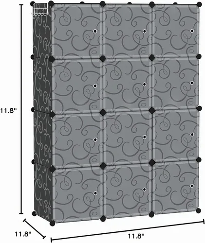 Vista 3 de C&AHOME Organizador de almacenamiento de 12 cubos con puerta, estante