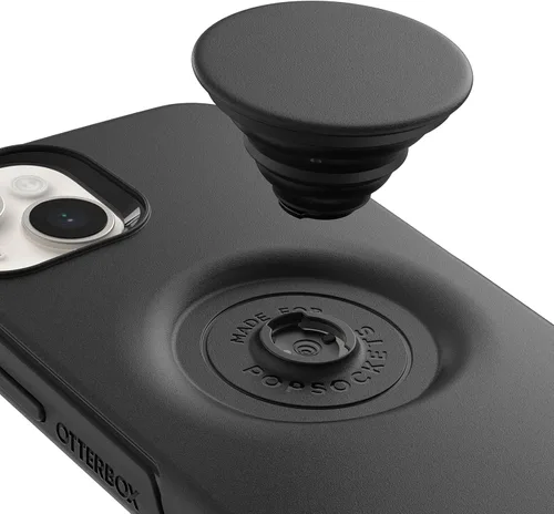 Vista 4 de OtterBox Funda para iPhone 14 Plus Otter + Pop Symmetry Series, color negro, PopSockets PopGrip integrado, delgada, apta para bolsillo, bordes
