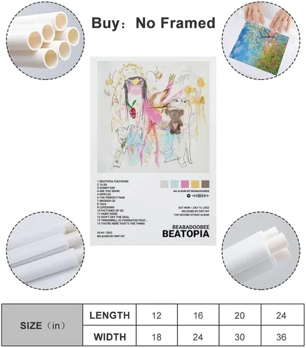 Vista 2 de LICOME Beabadoobee Beatopia 2022 - Póster de lienzo decorativo para pared, pintura artística para sala de estar, dormitorio, regalo, sin marco