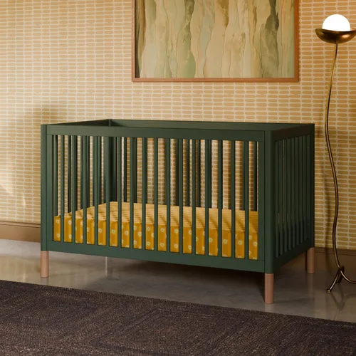 Vista 3 de Babyletto Gelato - Cuna 4 en 1, verde bosque con patas de cuero rubio