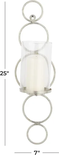 Vista 6 de CosmoLiving by Cosmopolitan Aplique de pared de metal con vela individual, 7 "x 7" x 25 ", plateado