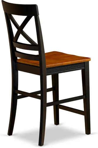 Vista 13 de East West Furniture AMQU3-BCH-W - Juego de cocina antiguo de 3 piezas que contiene una mesa redonda con pedestal y 2 sillas de comedor, 36 x 36