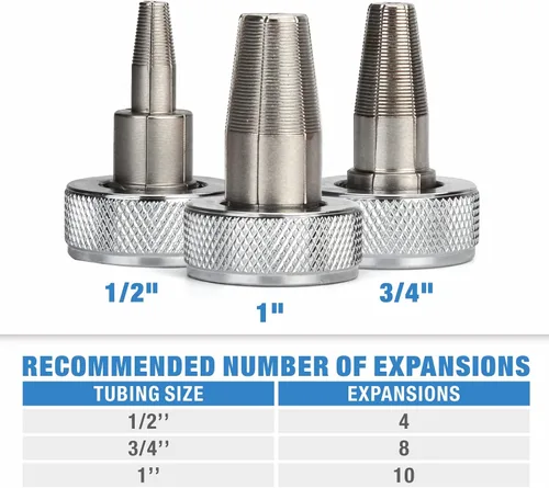 Vista 2 de iCrimp PEX - Herramienta expansora con cabezales de expansión de 1/2", 3/4", 1" para manguitos de expansión Uponor ProPex, cumple con la norma ASTM