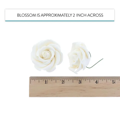 Vista 4 de Global Sugar Art Rebecca Rose Sugar Cake Flowers - Flores blancas de 2 pulgadas, 8 unidades por Chef Alan Tetreault Blanco 2 pulgadas