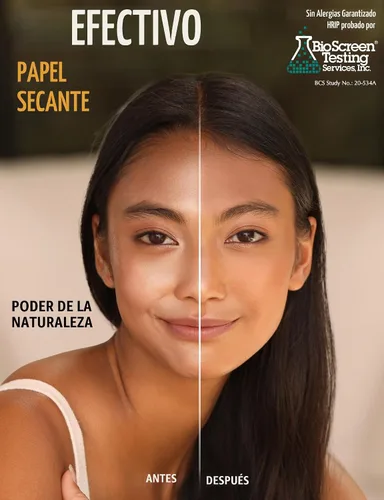 Vista 2 de Hojas de secado de aceite natural para cara con carbón de bambú, 25% más grandes, 1 unidad/100 hojas absorbentes de aceite aptas para maquillaje