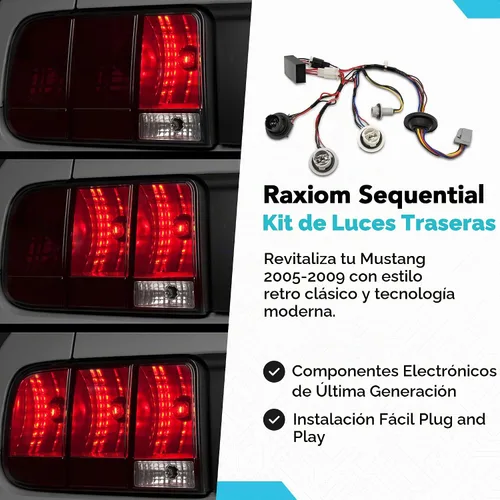 Vista 2 de Kit de arnés de luz trasera secuencial Raxiom con enchufe de ajuste y cable de reproducción automática. Compatible con Mustang 2005-2009 Arnés