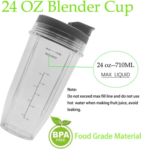 Vista 5 de Vasos de licuadora de repuesto para Ninja, vasos de licuadora de 24 onzas con tapas para llevar compatibles con Ninja BL450 BL456 BL480 BL482 BL642