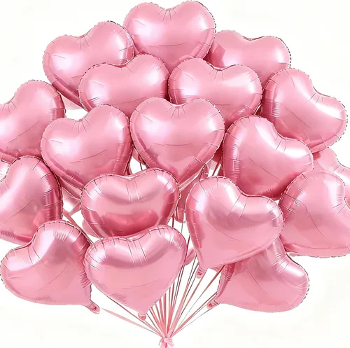 Vista 18 de 100 globos en forma de corazón de 5 pulgadas, globos de aluminio de Mylar de papel de aluminio para decoración de mujeres y niñas, día de San