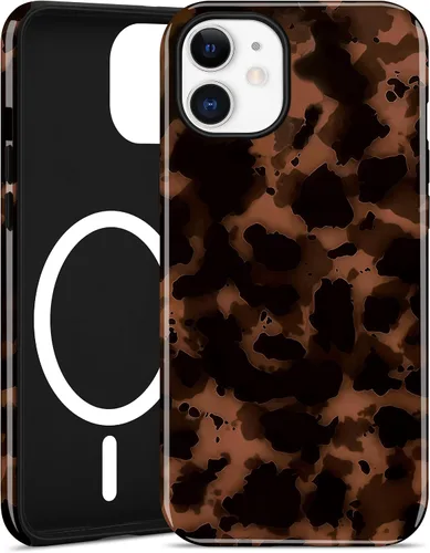 Vista 20 de Jusy Compatible con MagSafe Brown Tortoise Shell Print Phone Case para iPhone 7/8/SE, funda protectora magnética de lujo de TPU suave