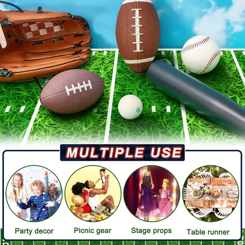 Vista 5 de Boao Suministros para fiestas de fútbol de 10 pies, para pasillos de campo, mantel de aterrizaje para el día del juego, suministros de letreros