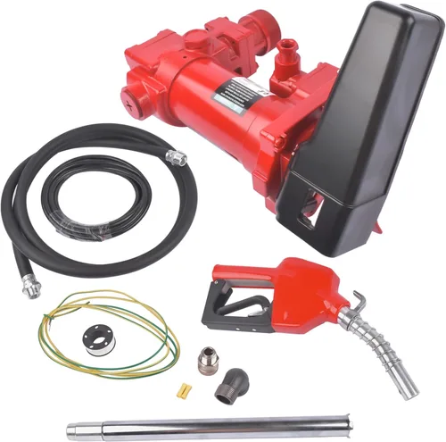 Vista 9 de Bomba de transferencia de combustible 115V 15 GPM con manguera de descarga + boquilla manual con protección contra sobrecarga térmica, para mezclas