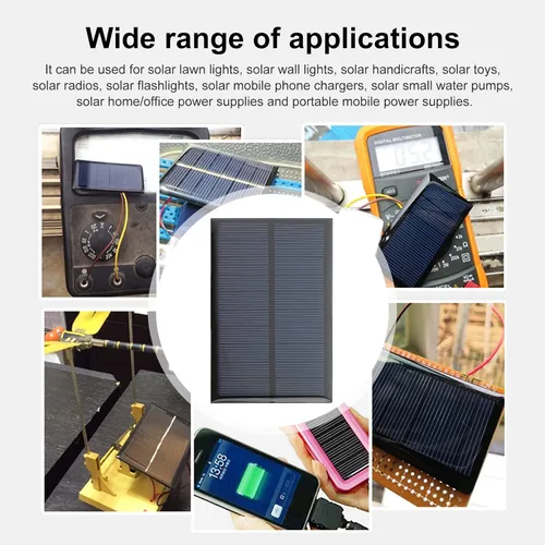 Vista 5 de Paneles Solares Micro con Cable, Kit de 5 Piezas de Células Solares Fotovoltaicas de 5V 200mA 110mmx60mm / 4.33'x 2.36
