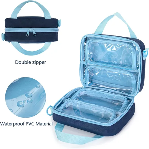 Vista 2 de LoDrid Funda compatible con personajes Toniebox (hasta 20), figura de soporte para reproductor de audio con asa y correa para el hombro, azul, solo