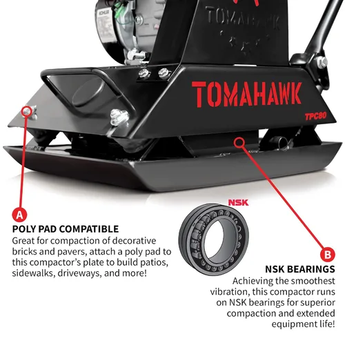 Vista 6 de Tomahawk - Compactador de placa vibratoria para suciedad, asfalto, grava, compactación de suelo con motor de 6 HP