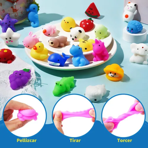 Vista 2 de JOYIN Mochi - Juego de juguetes squishy, paquete aleatorio de 25 mini squishy mochi, recuerdos de fiesta para niños, juguetes kawaii para aliviar