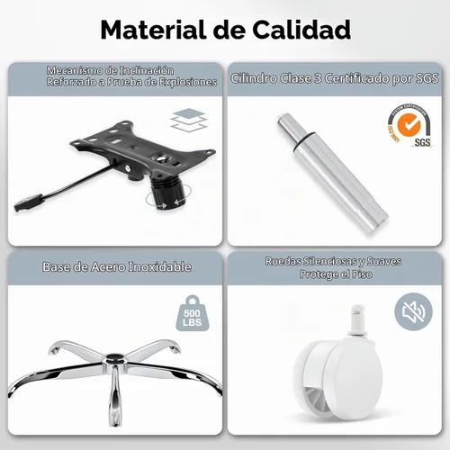 Vista 9 de Silla de oficina, silla de escritorio ergonómica de malla con soporte lumbar ajustable, silla de computadora con reposabrazos abatibles, sillas