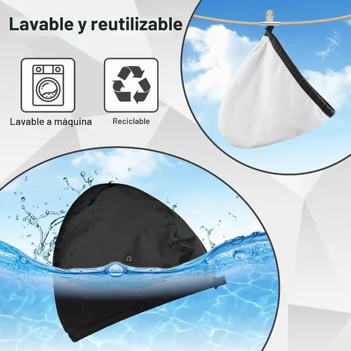 Vista 6 de Paquete de aceite de ricino para la cabeza, elástico y reutilizable, de algodón orgánico para mujeres que duermen, doble capa impermeable para Negro