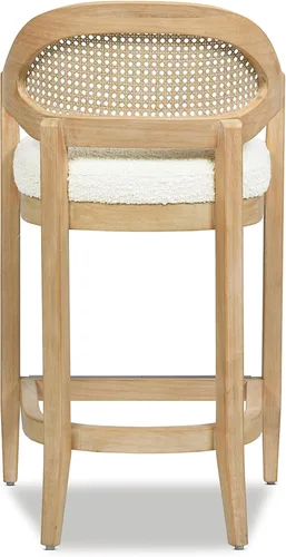 Vista 3 de Jennifer Taylor Home Americana Mid-Century - Taburete moderno de 26 pulgadas con respaldo de caña Boucle blanco marfil