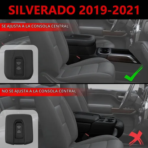 Vista 2 de Xipoo Cargador inalámbrico compatible con Chevy Silverado GMC Sierra 2019-2021, bandeja de carga inalámbrica, almohadilla de carga de teléfono
