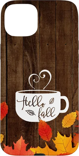 Vista 9 de Hello Fall - Taza de café para iPhone 16, diseño de hojas de otoño