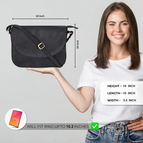 Vista 2 de Bolso bandolera de cuero genuino para mujer con correa ajustable, bolsillo para móvil y cremallera exterior e