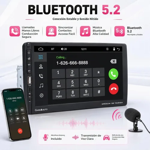 Vista 3 de Estéreo de Coche de 9 Pulgadas de DIN Único con Apple CarPlay Inalámbrico Android Auto, Radio de Coche, Pantalla Táctil IPS de 9" de Capacitancia