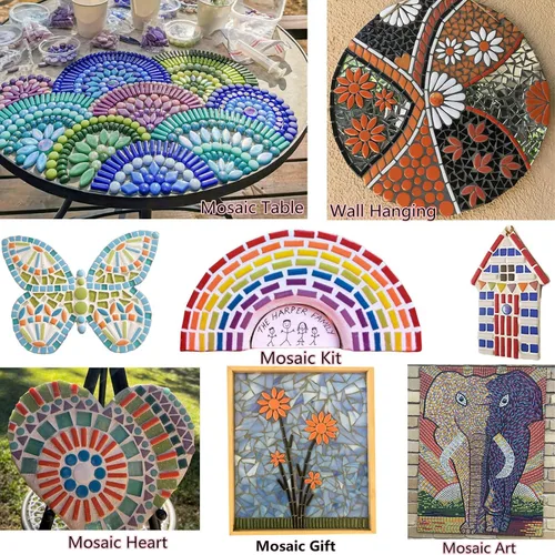 Vista 9 de Youway Style Azulejos de Mosaico para Manualidades a Granel, 200g Piezas de Vidrio de Mosaico de Colores Verdes, Azulejos de Vidrio en Tiras